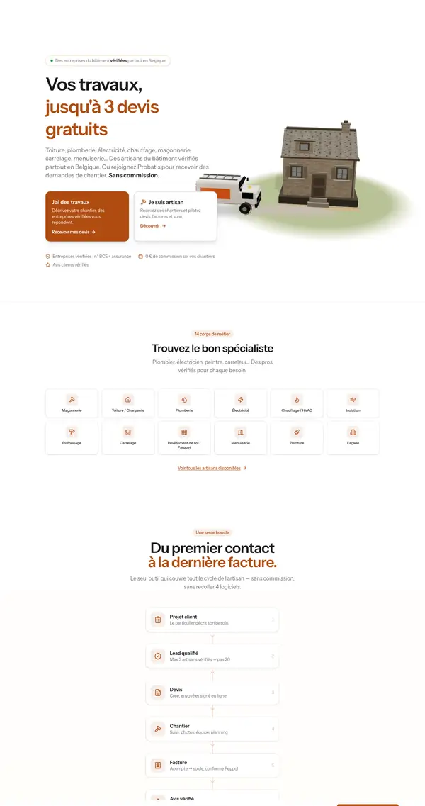 Page d'accueil du site Probatis